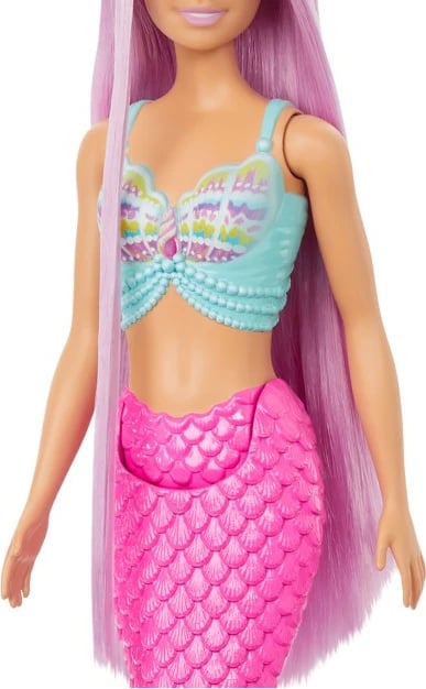 Kukull Barbie sirenë Mattel HRR00 me flokë të gjatë, rozë, me aksesorë