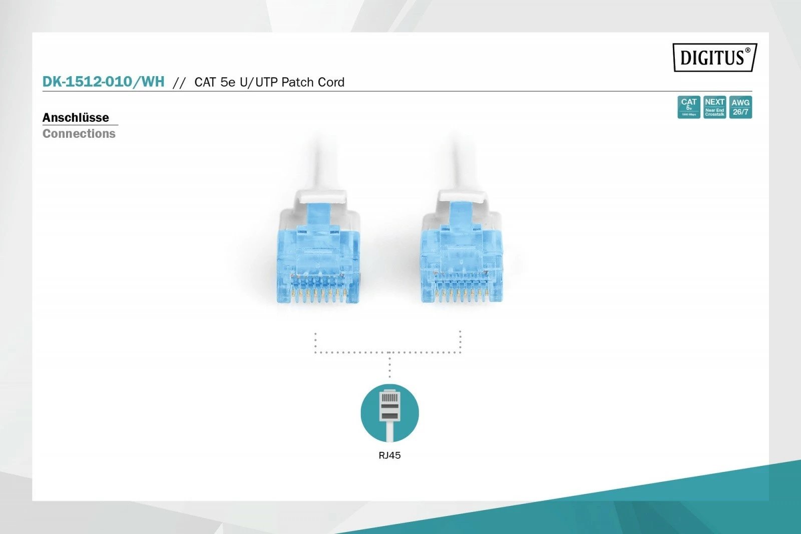 Kabllo rrjeti Digitus DK-1512-010/WH, patch cord, CAT 5e, 1m, e bardhë