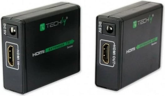 Adapter HDMI Extender Techly 309739, deri 60m, FullHD 3D, E zezë