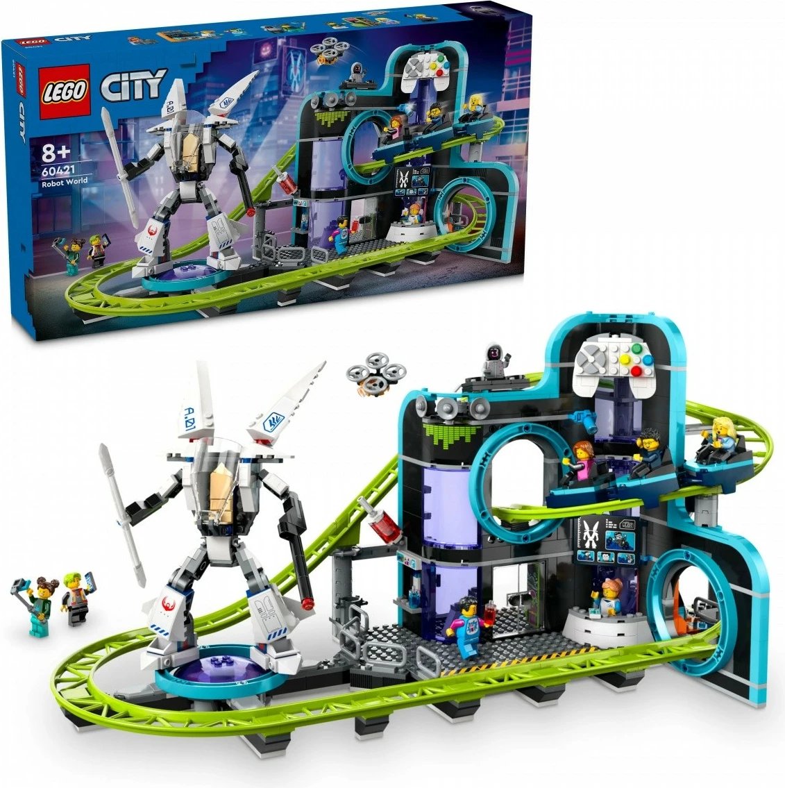 Set LEGO City Robot World Park me roller coaster, 986 pjesë, për fëmijë 8+