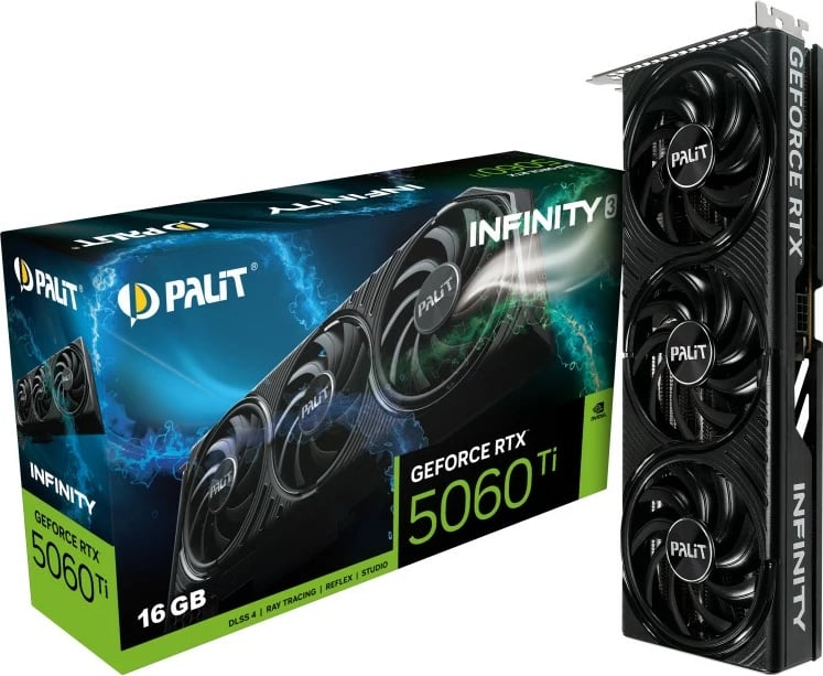 Kartelë grafike Palit GeForce RTX 5060 Ti Infinity 3, 16GB GDDR7, PCI Express 5.0, e zezë