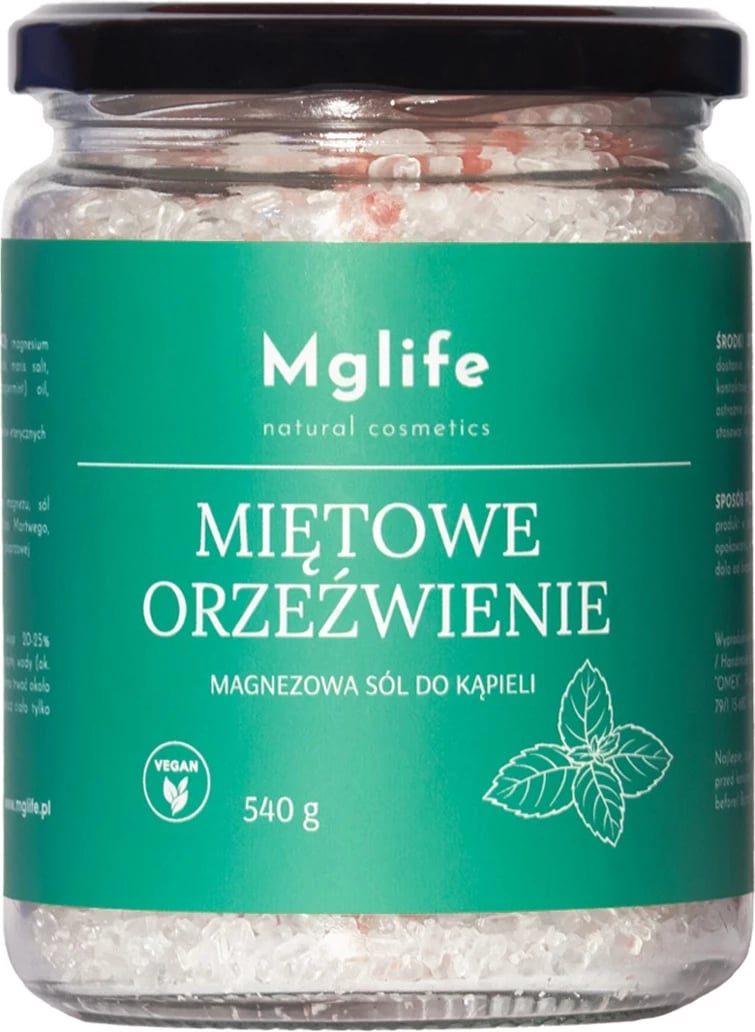 Kripë për banjë uniseks Mglife Mint Refreshment Magnesium, 540g