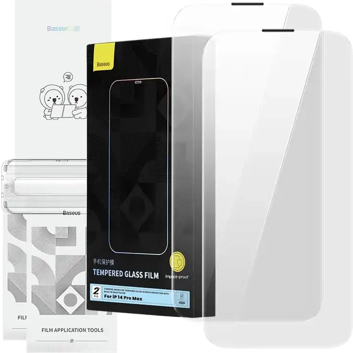 Xham i temperuar Baseus Corning për iPhone 14 Pro Max me filtër pluhuri