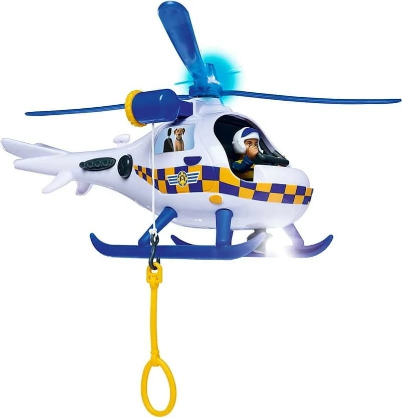 Helikopter policie lodër Simba Fireman Sam me drita dhe tinguj, me figurina Rose dhe Radar, Blu/Bardhë/Verdhë