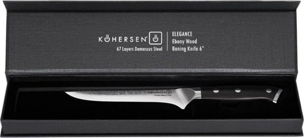 Thikë kuzhine KOHERSEN Elegance Ebony Wood, 15.2 cm, çelik Damask, dorezë dru e zezë