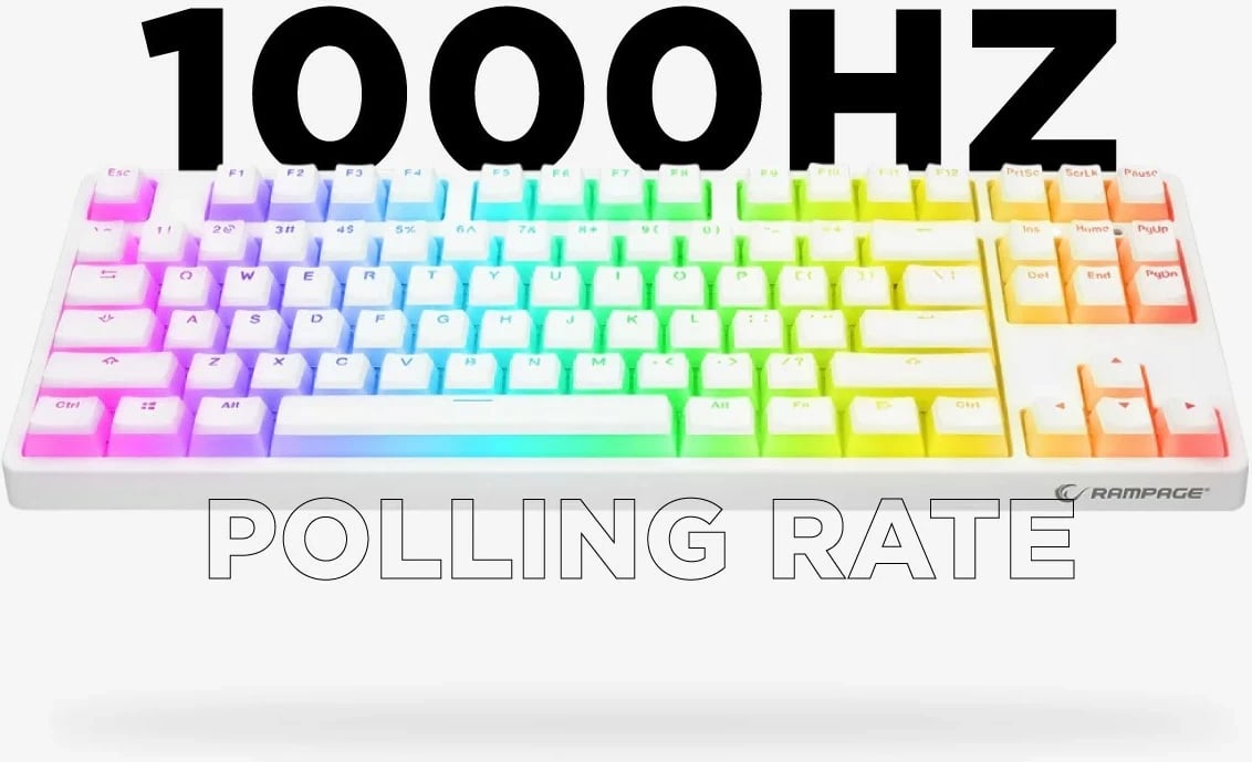 Tastierë mekanike Rampage TKL GHOST, Huano Red Switch, RGB, e bardhë