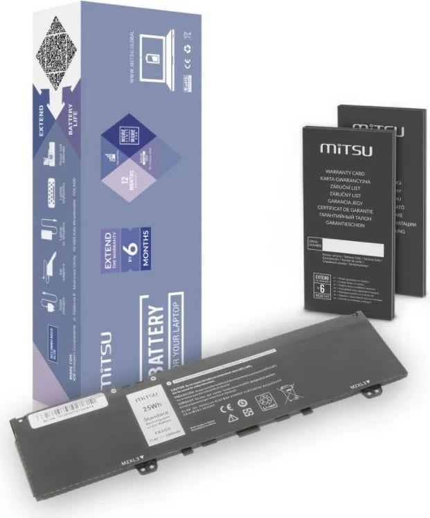 Bateri laptop Mitsu 5BM347 për Dell Inspiron 13 7373/7386, 3200 mAh, 11.55V, e zezë