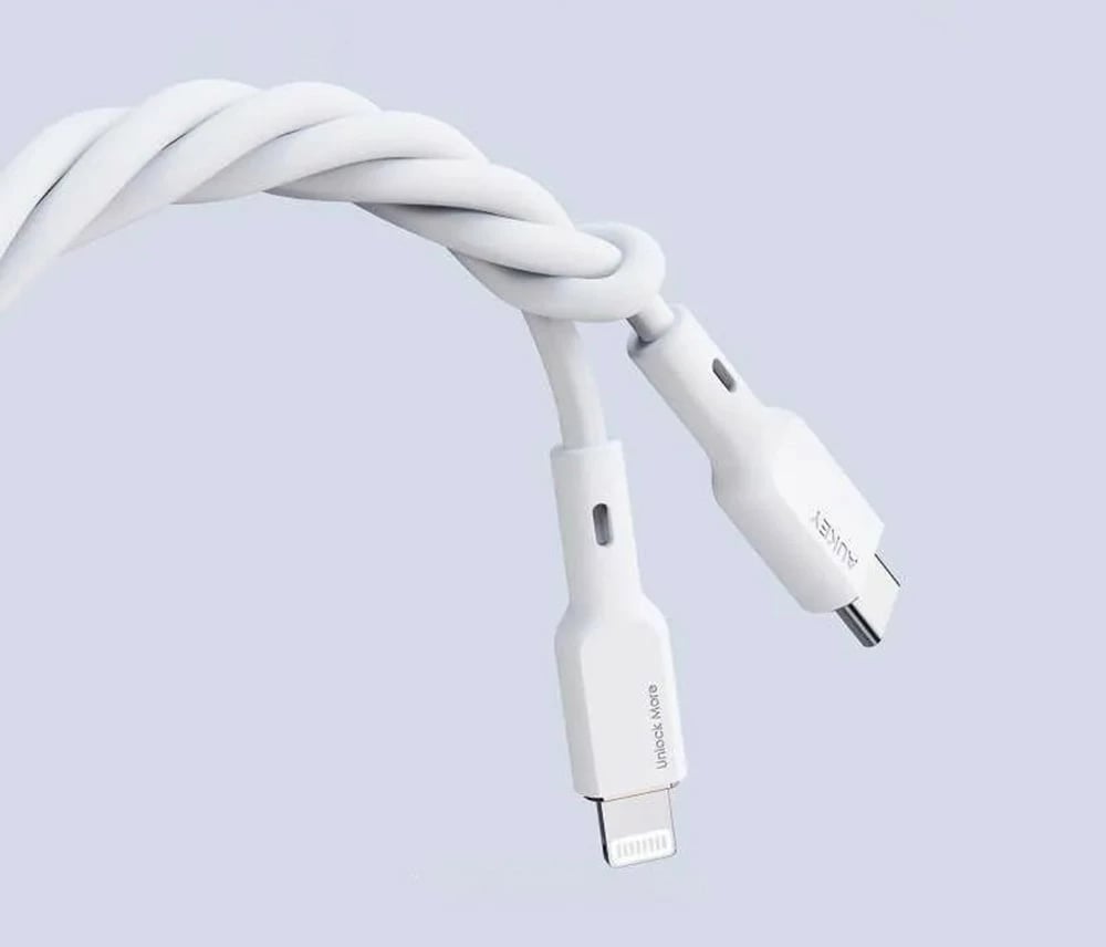 Kabllo AUKEY CB-SCL2, 1.8m, USB-C në Lightning, silikon, e bardhë
