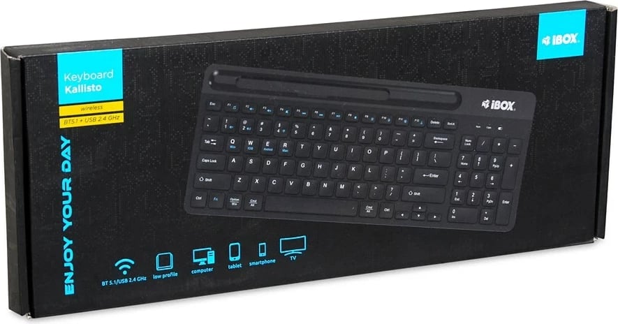 Tastierë IBOX Kallisto BT/2.4GHZ Wireless, e zezë