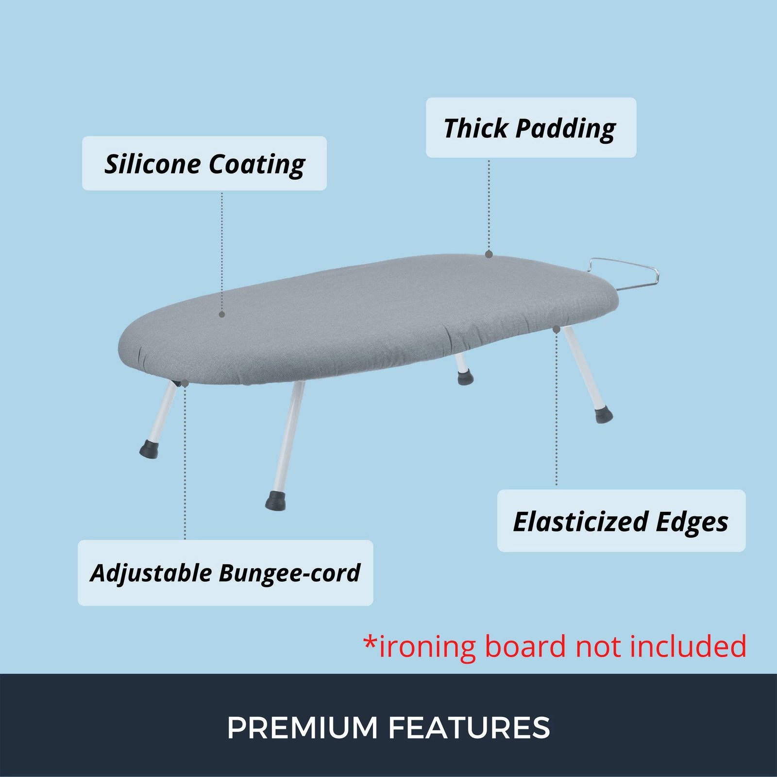 Mbulesë për dërrasë hekurosjeje, ngjyrë argjendi, L'essentiel, 30x80x2 cm Mbulesë për dërrasë hekurosjeje, ngjyrë argjendi, L'essentiel, 30x80x2 cm