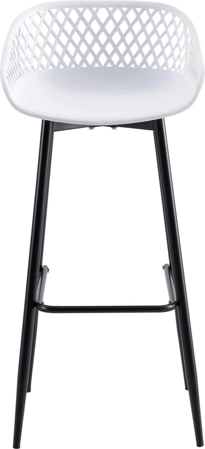 Karrige për bar FH8686.11, polipropilen e bardhë dhe këmbë metali të zeza, 45x45x97H cm