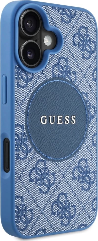 Mbështjellës Guess 4G Circle Classic Logo MagSafe për iPhone 16, Kaltër