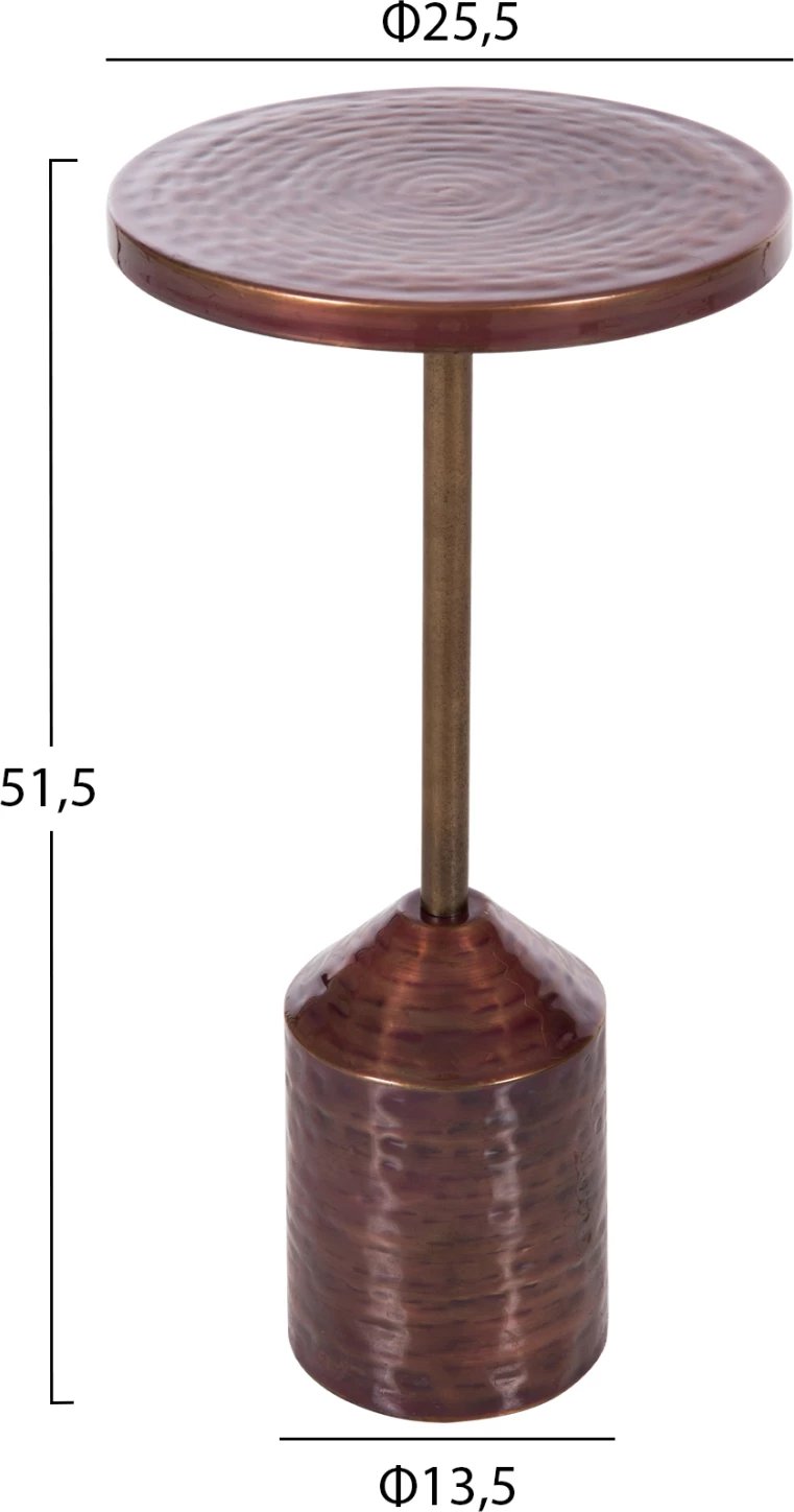 Tavolinë anësore Bombay FH4251.06 metalike, ngjyrë bakri, Φ25.5x51.5H cm