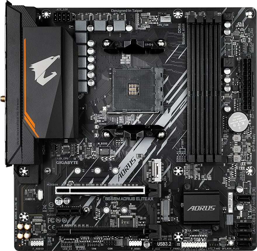 Pllakë amë Gigabyte B550M AORUS ELITE AX, Socket AM4, Wi-Fi 6E, DDR4, M.2, E zezë