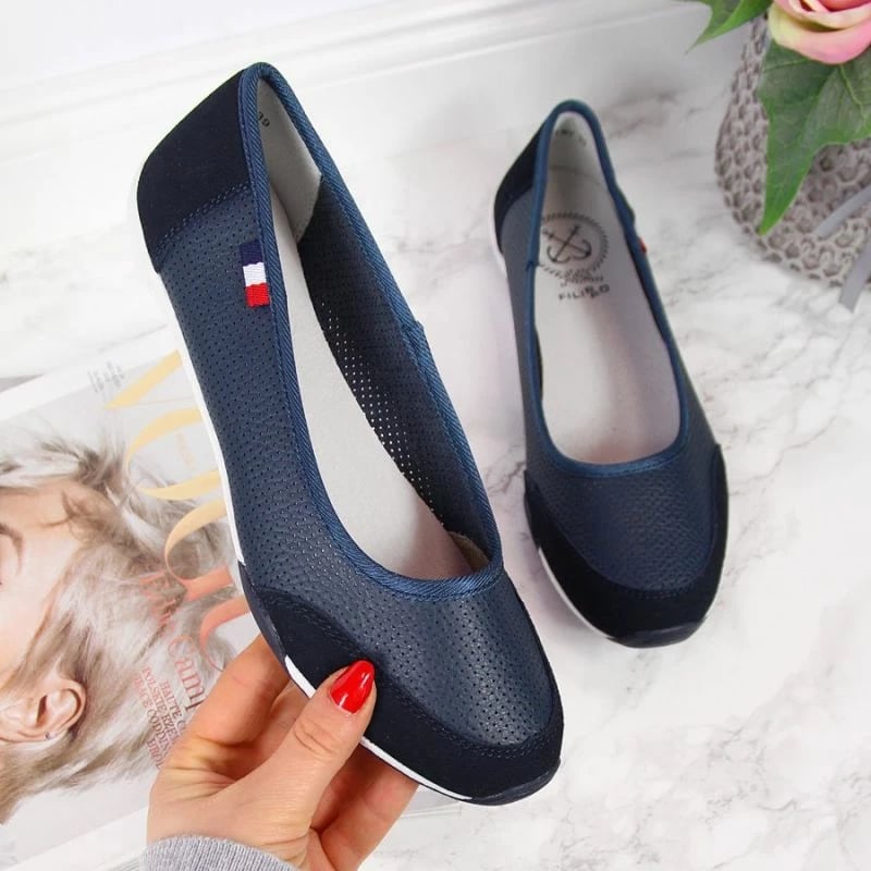 Balerina prej lëkure Filippo, për femra, blu marine