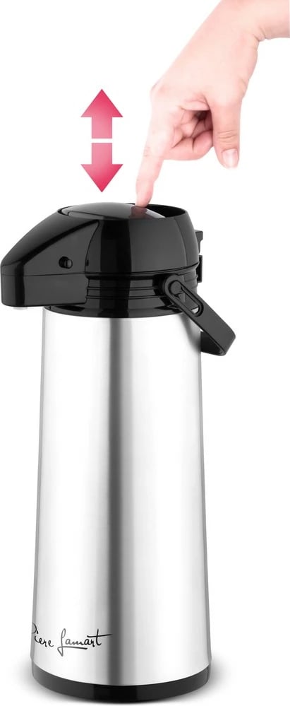 Termos Lamart LT4037 me pompë, 1.9L, inox, zi