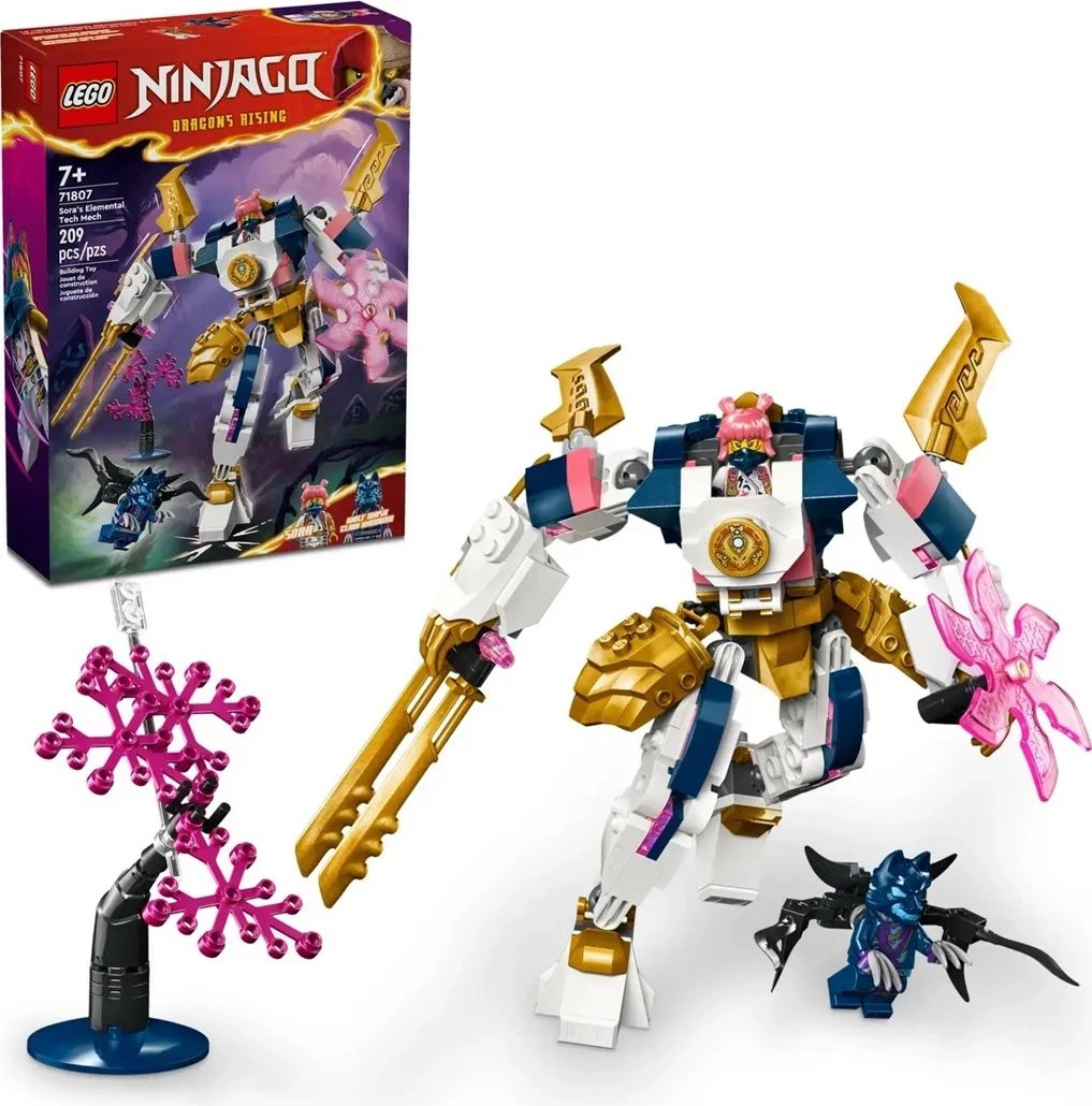 Set LEGO NINJAGO 71807 SORA'S ELEMENTAL TECH MECH, 209 pjesë