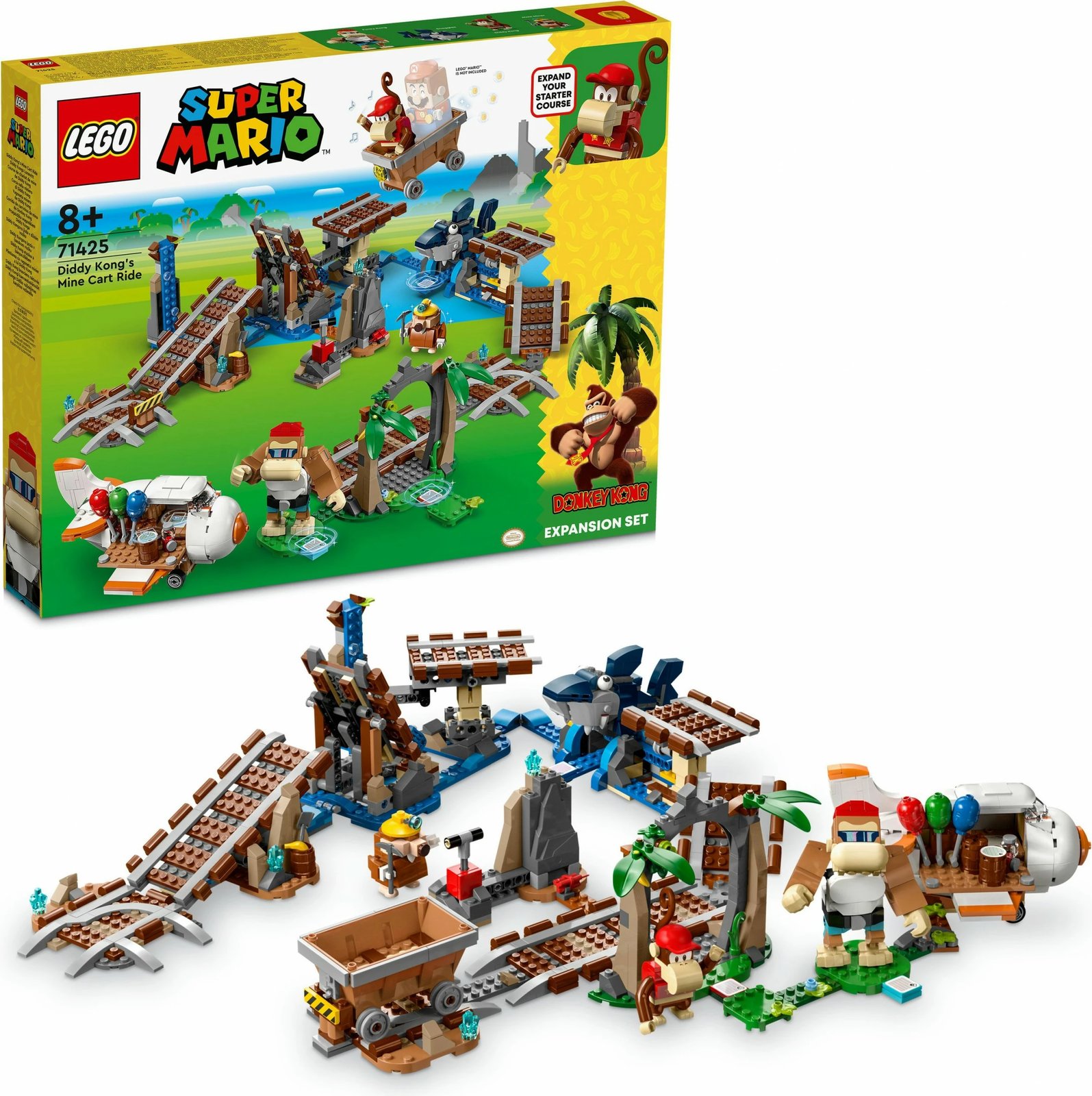 Set ndërtimi LEGO Super Mario Diddy Kong's Mine Cart Ride 71425, 1157 pjesë, shumëngjyrësh