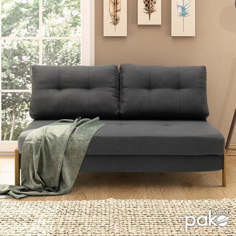 Karrige krevate Fancy, material stof, ngjyrë gri e errët, 150x92x77cm