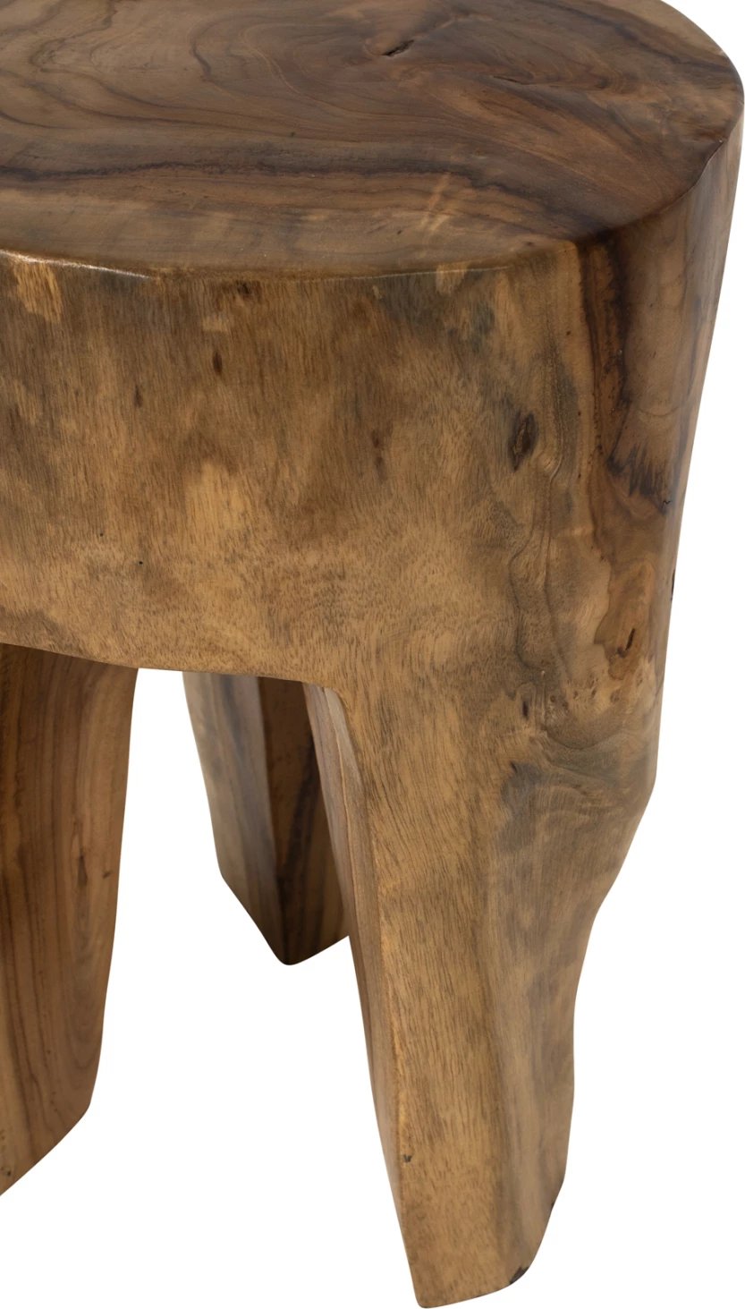 Stol me 3 këmbë, dru teak, ngjyrë natyrale, Φ30x40H cm, FH9349