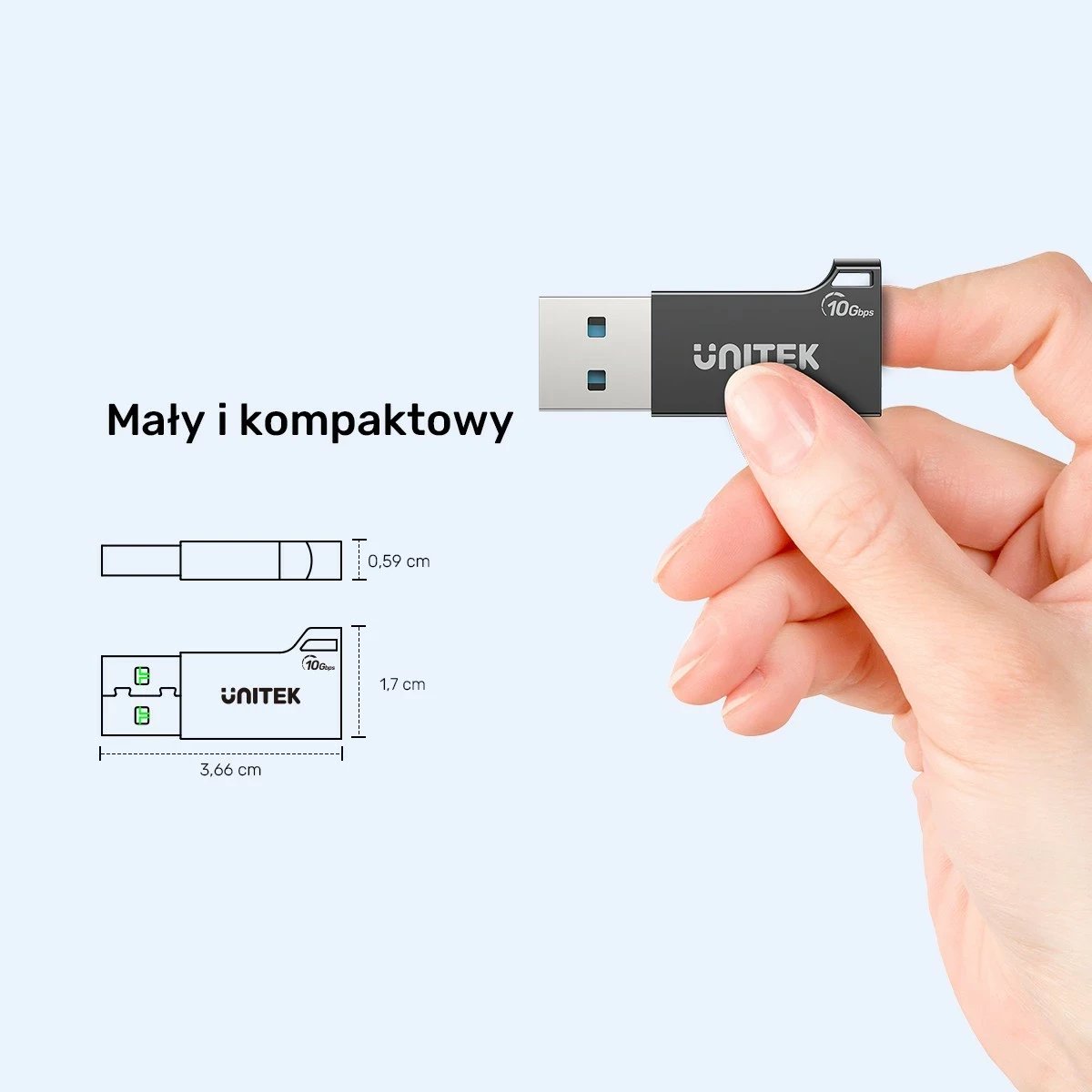 Adapter Unitek USB-A në USB-C 10Gbps, i zi