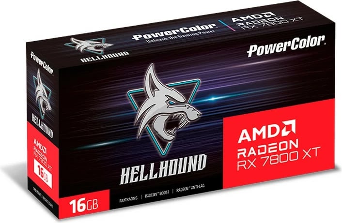 Kartelë grafike PowerColor Hellhound RX 7800 XT, 16 GB, GDDR6, 256 bit, e zezë