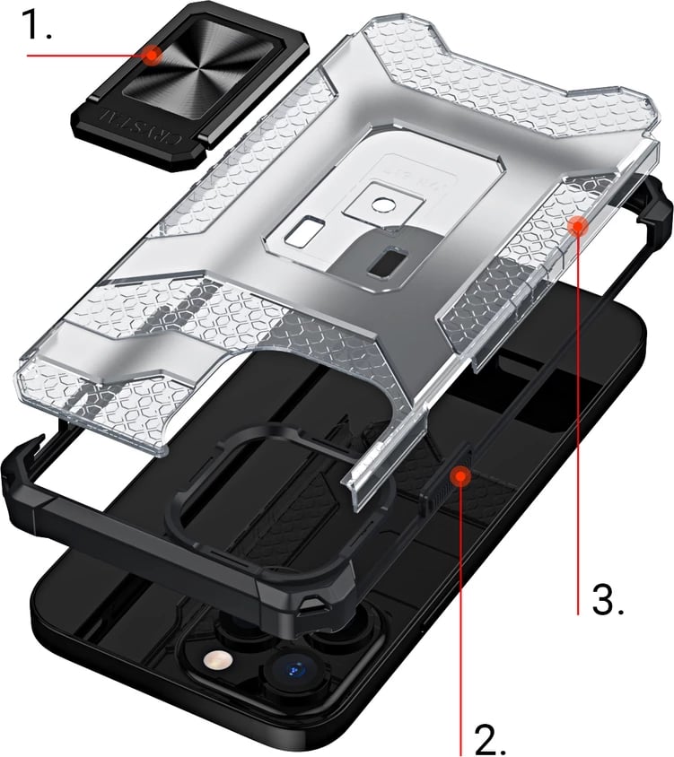 Mbështjellës Hurtel Crystal Ring Case me kickstand për iPhone 13 Pro, e zezë