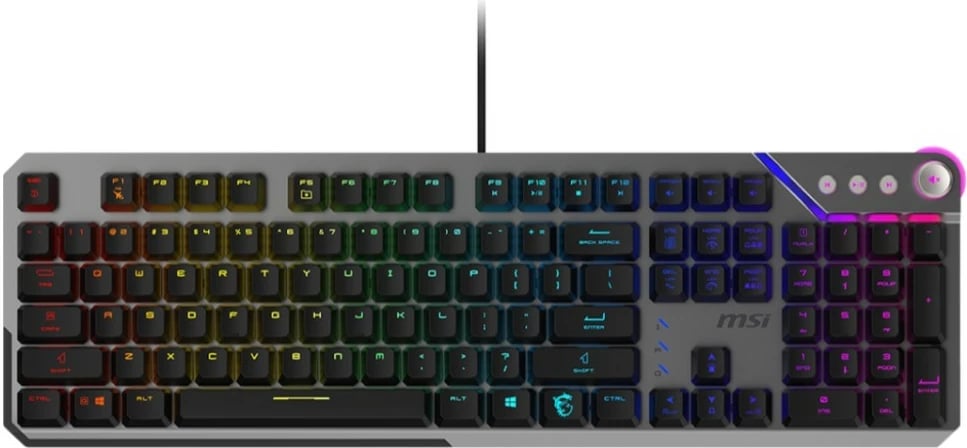 Tastierë mekanike MSI Strike 600 Silent US, me ndriçim RGB, me kabllo, e zezë/argjend