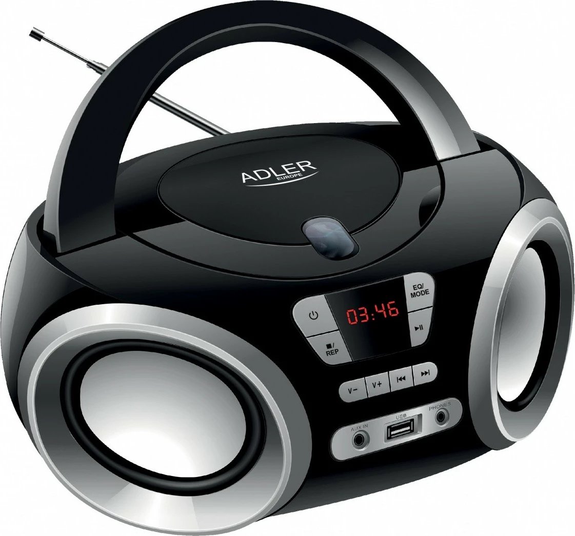 Boombox Adler AD1181, radio CD-MP3, USB, e zezë