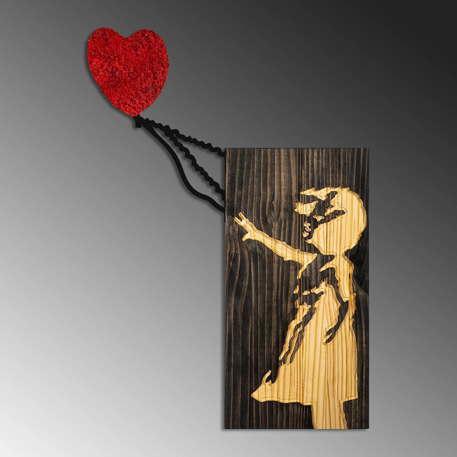 Aksesor dekorativ prej druri për mur, Wallity Banksy, 60x83cm