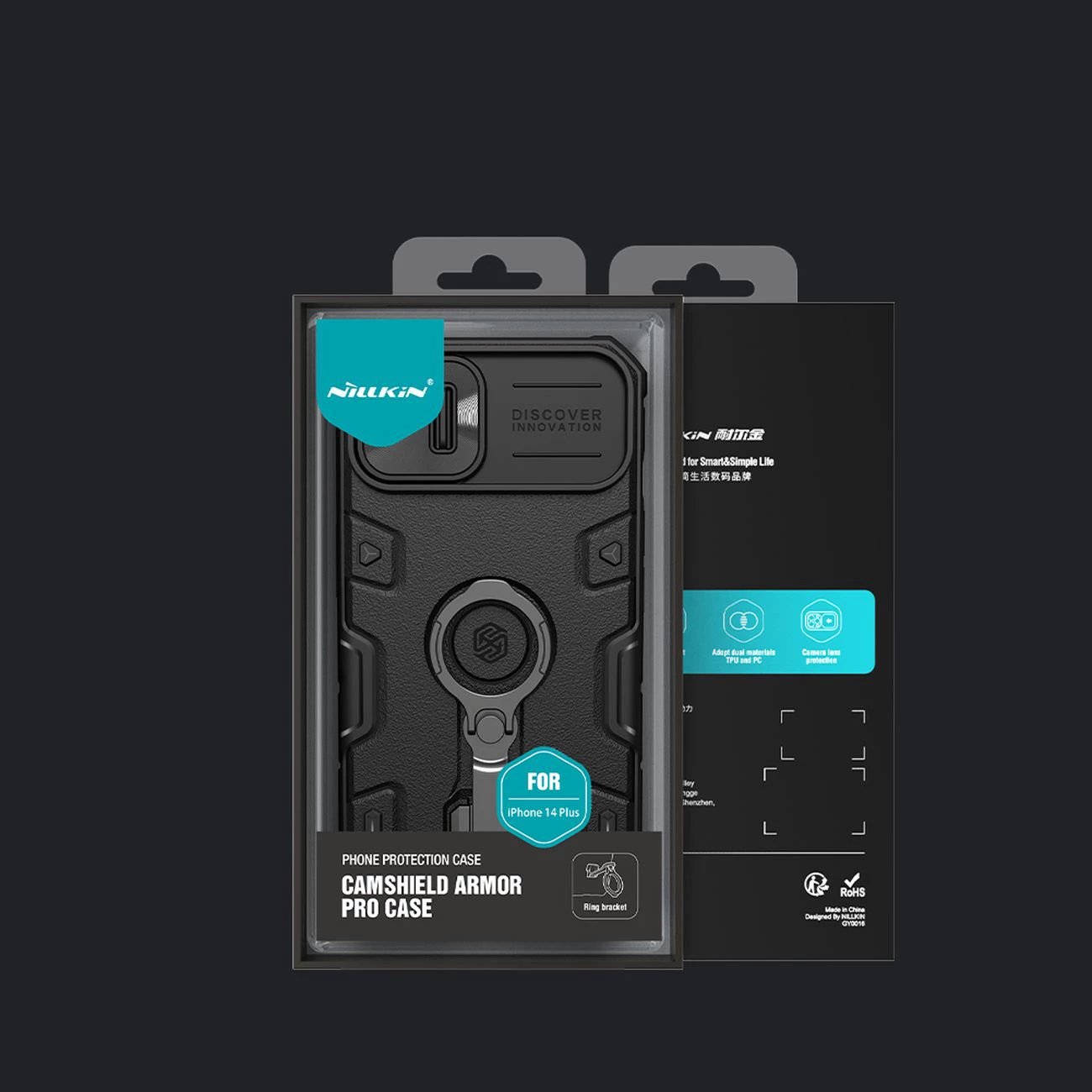 Mbështjellës Nillkin CamShield Armor Pro për iPhone 14 Plus, me kapak kamere, mbajtëse gishti dhe stand, Blu Mbështjellës Nillkin CamShield Armor Pro për iPhone 14 Plus, me kapak kamere, mbajtëse gishti dhe stand, Blu