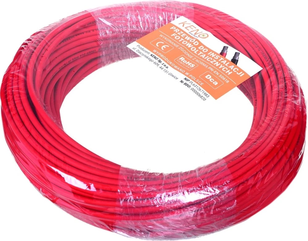 Kabllo diellore Keno Energy 4 mm² e kuqe, 50m