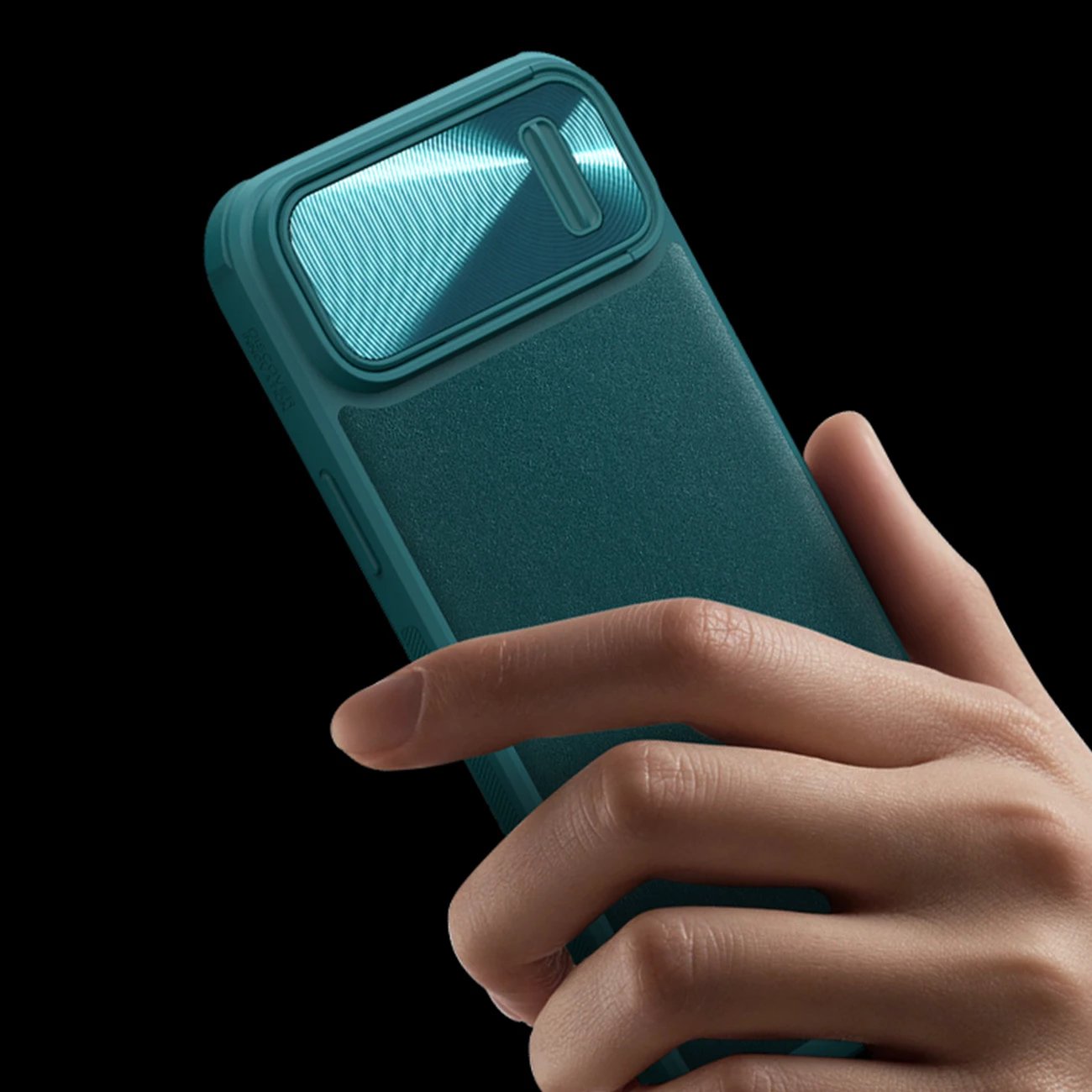 Mbështjellës Nillkin CamShield Leather S për iPhone 14 Plus, me kapak kamere, Blu