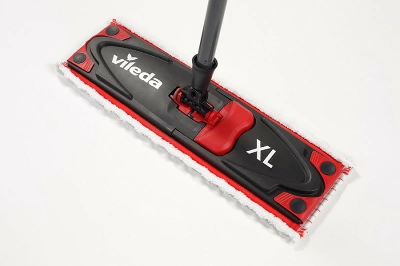 Mop i sheshtë Vileda Ultramat Turbo XL 161023, me kovë, 42 cm, Kuq e zi, set