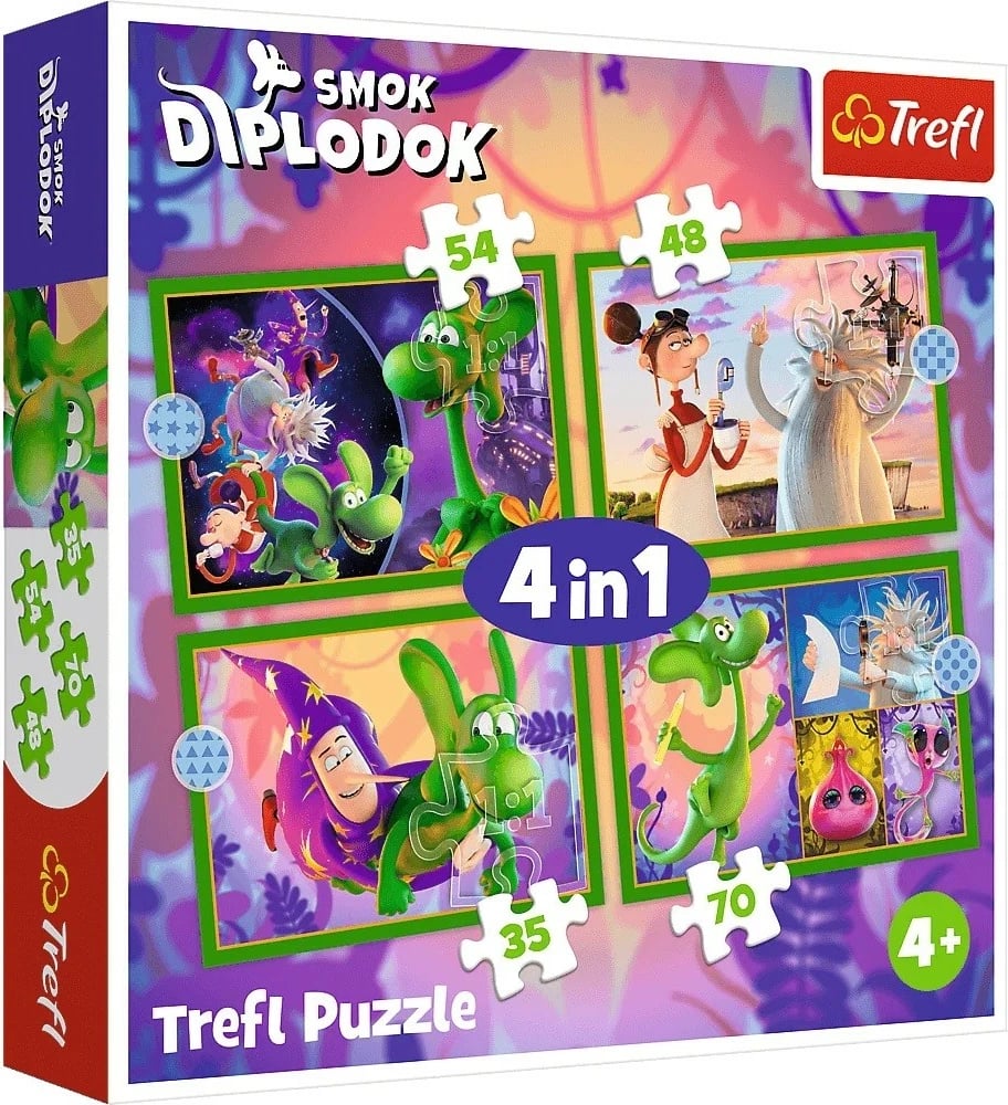 Puzzle 4n1 Trefl Smok Diplodok, 207 pjesë, për fëmijë