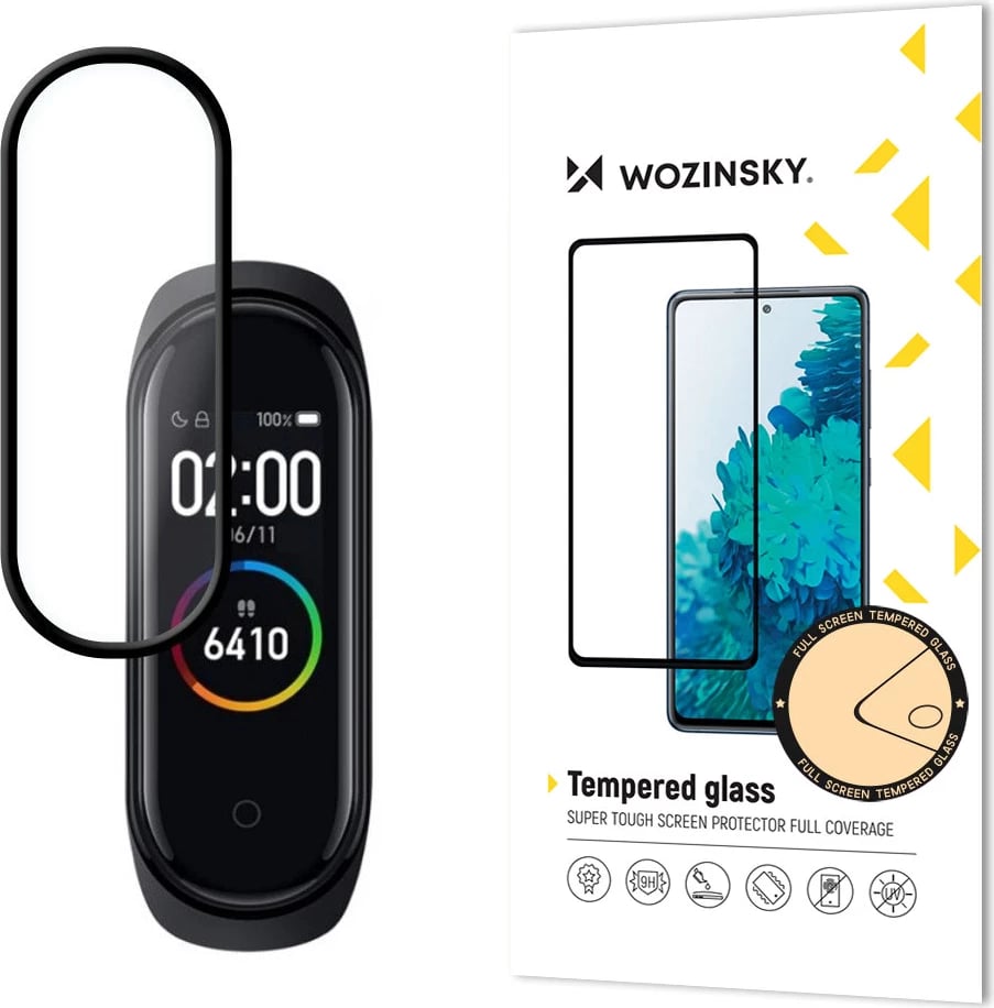 Mbrojtës ekrani xhami Wozinsky Full Glue për Xiaomi Mi Band 5/6, me kornizë, i zi