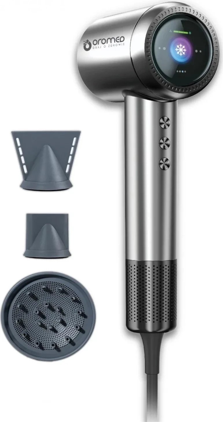 Tharëse flokësh Oromed Oro-F1 Sonic, 1600W, jonizim, ekran LCD, argjendtë