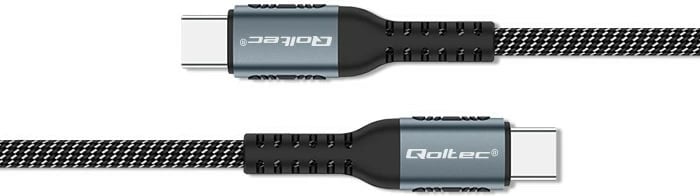 Kabllo USB Type-C Qoltec 52357, 1m, 100W, USB 2.0, QC 3.0, PD, e zezë