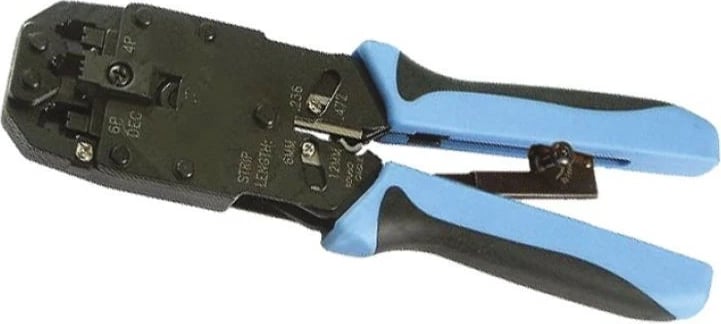 Vegël krimpimi ALANTEC NI020 për RJ45, RJ12, RJ11, me prerës, kaltër/zezë
