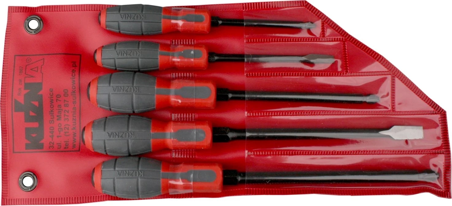 Set tornavida BAHCO, 5 copë, 2 të sheshta dhe 3 kryq, Kuqe