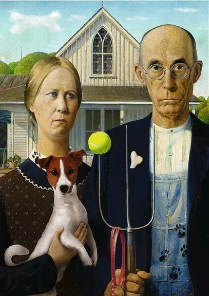 Puzzle Trefl 500 pjesë American Gothic Dog Edition