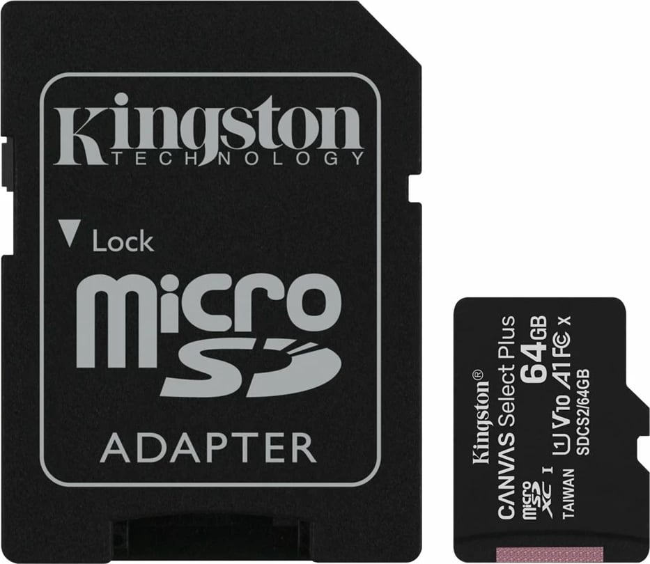 Kartelë memorie Kingston Canvas Select Plus 64GB microSDXC me adapter