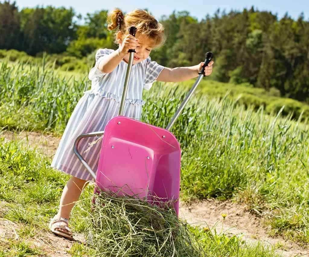 Karrocë kopshti për fëmijë, Milly Mally Rolly Toys, kornizë çeliku, 77x37x47 cm, ngarkesë 15 kg, e kuqe