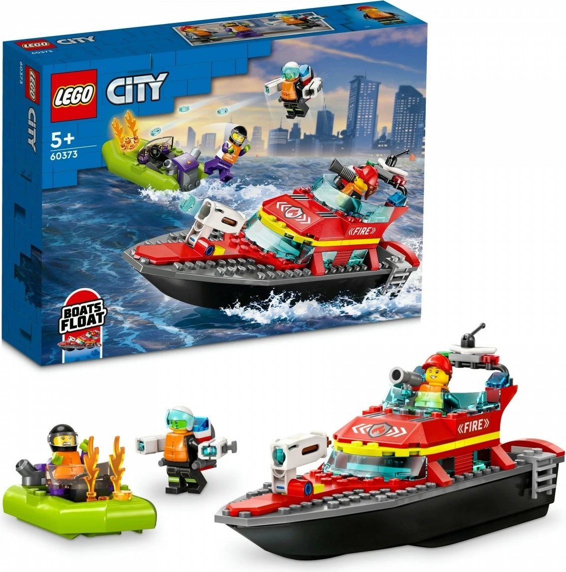 Set ndërtimi LEGO City Fire Boat 60373, 144 pjesë, për fëmijë