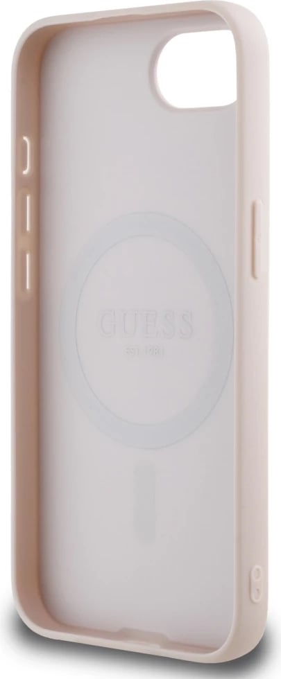 Mbështjellës Guess Grained Ring MagSafe për iPhone 16e, Rozë