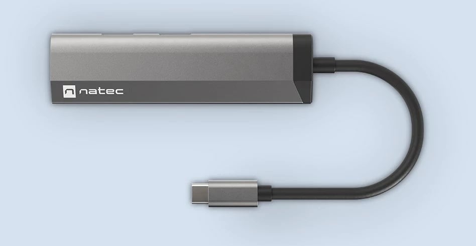 Hub USB NATEC Fowler Slim, Wired, Type-C, 5 Gbit/s, Zi