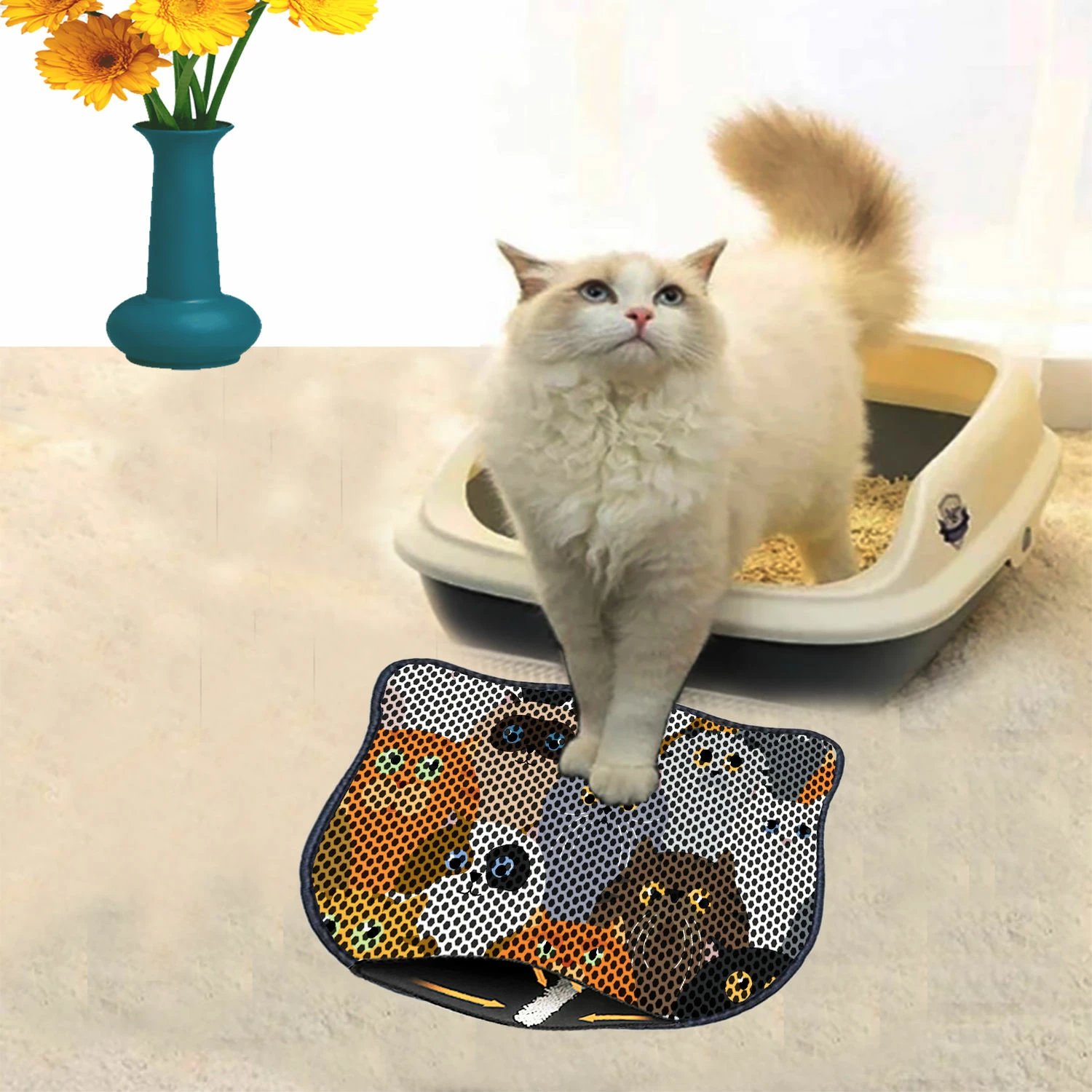 Tapet për rërë të maceve, shumëngjyrësh, Kdkafa0008