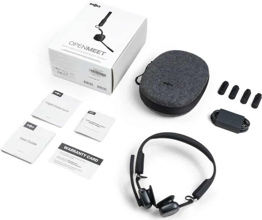 Kufje SHOKZ OpenMeet Wireless Bluetooth, Bone Conduction, për videokonferenca, E zezë
