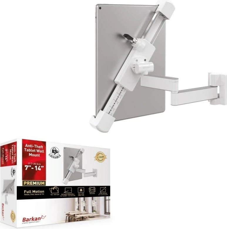 Mbajtës tabletë TECHly T72VL, për mur, 7-14", me kyç