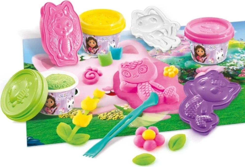 Set plasteline Gabby's Dollhouse Epee CDG60069, 3 ngjyra, me forma dhe vegla, Fairy Garden